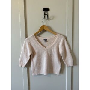 chelsea 28 sweater Light Pink Size Small- Soft- V Neck 3/4 Sleeves Feminine